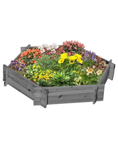 Outsunny Wooden Raised Garden Bed Hexagon Screwless Planter