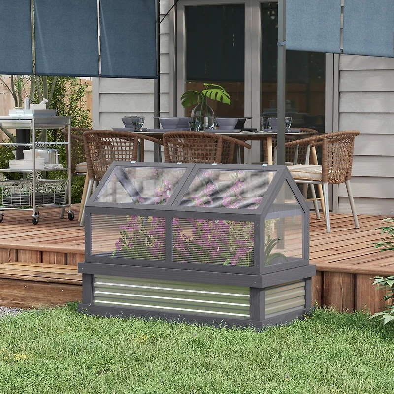 Outsunny Raised Garden Bed with Polycarbonate house,
