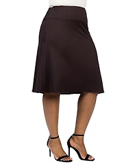 24seven Comfort Apparel Plus A Line Elastic Waist Skirt