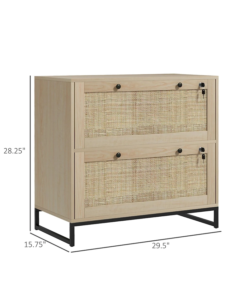 Vinsetto Lockable Filing Cabinet with Hanging Bar for Letter A4 Legal Size