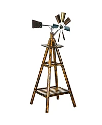 Outsunny Windmill Weathervane with Bottom Shelf, Weather Vane, Stained Wood