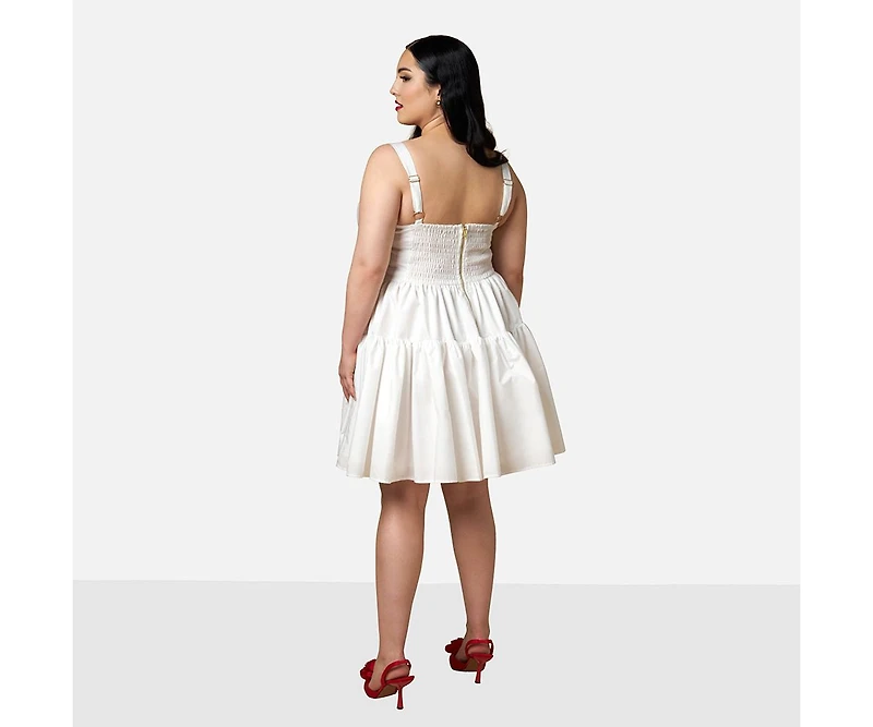 Rebdolls Women's Plus Size Peony Corset Mini Skater Dress