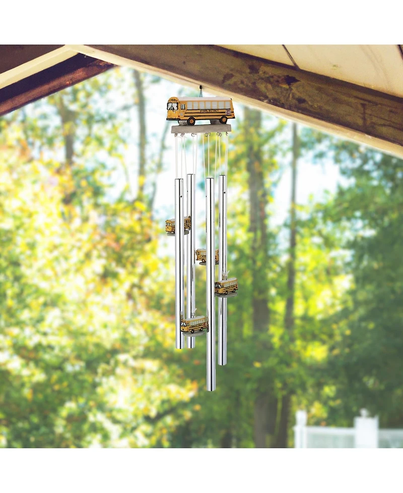 Fc Design 23" Long School Bus Round Top Wind Chime Home Decor Perfect Gift for House Warming, Holidays and Birthdays