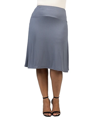 24seven Comfort Apparel Plus A Line Elastic Waist Skirt