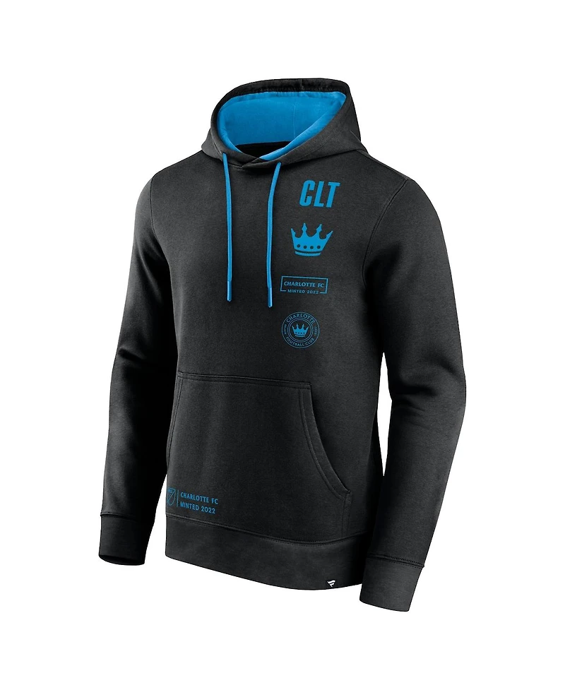 Fanatics Men's Black Charlotte Fc Halftime Pullover Hoodie