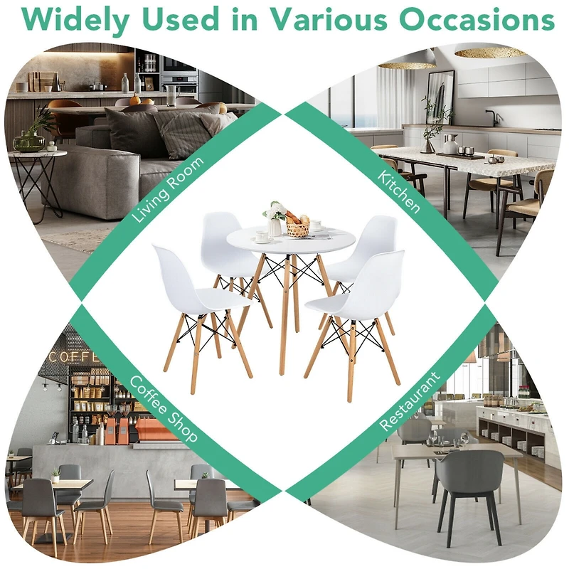 5 Pieces Table Set With Solid Wood Leg For Dining Room