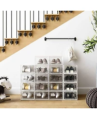 Slickblue Pack Of 18 Stackable Shoe Storage Organizers, Versatile And Foldable For Sneakers