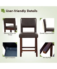 Sugift 2 Piece Bar Chair Set with Hollowed Back and Rubber Wood Legs