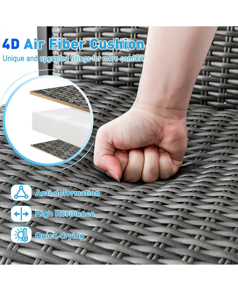 Sugift 2 Pieces Patio Swivel Bar Chair Set with Quick Dry 4D Air Fiber Cushion