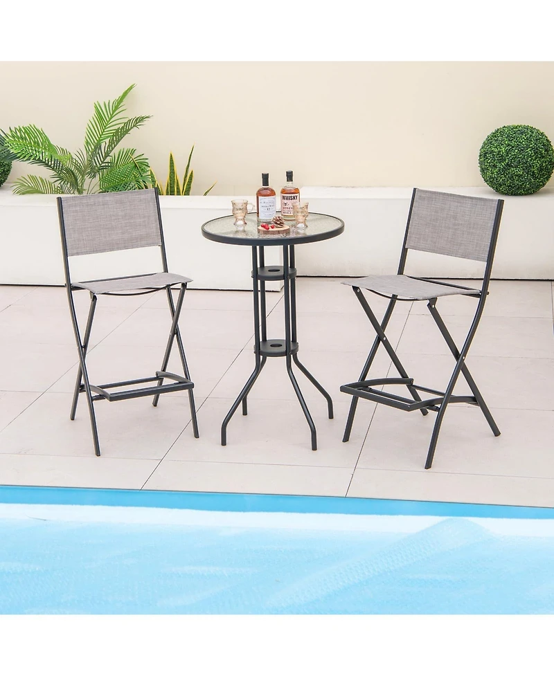 Sugift Folding Bar Stools Set of 2 Backrest Humanized Footrest