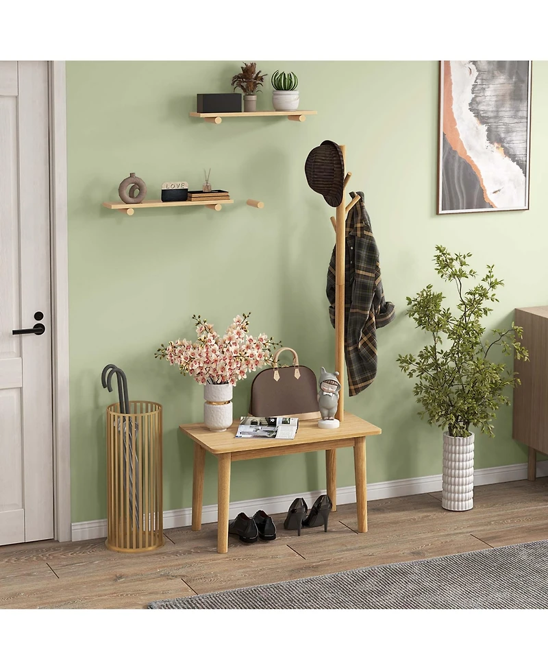 End Table with Coat Rack 2-in-1 Side Table 3 Hooks for Hats Bags Coats Freestanding