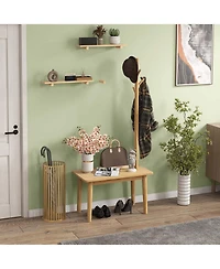 End Table with Coat Rack 2-in-1 Side Table 3 Hooks for Hats Bags Coats Freestanding
