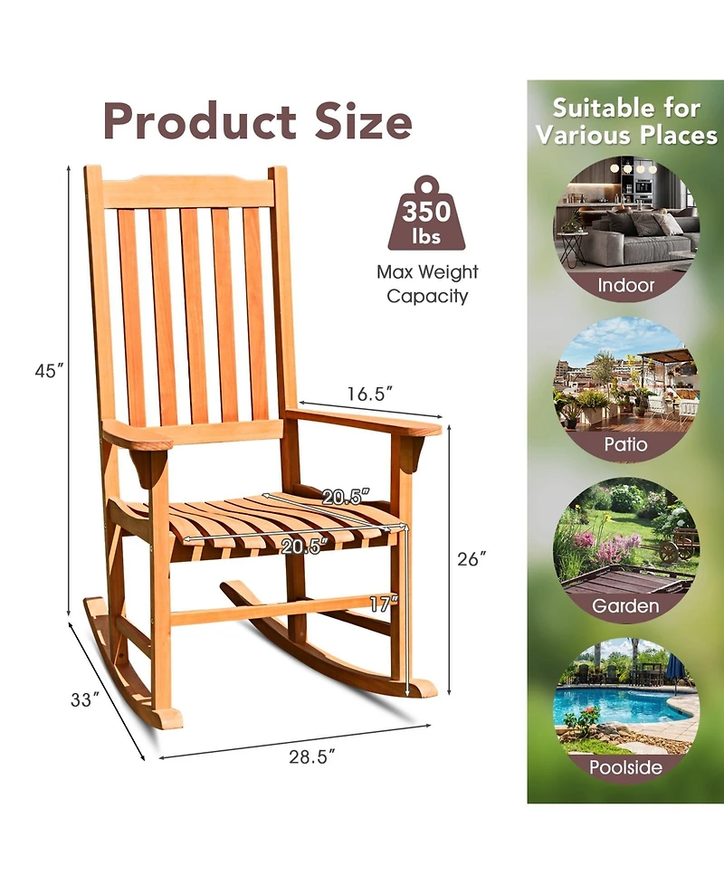 Outdoor Rocking Chair Single Rocker for Patio Deck