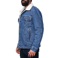 Alpine Swiss Men's Sherpa Lined Denim Jacket Classic Button Up Jean Trucker Coat