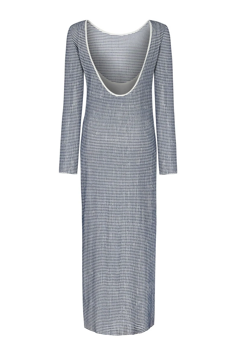 Nocturne Women's Striped Dress with Low Back