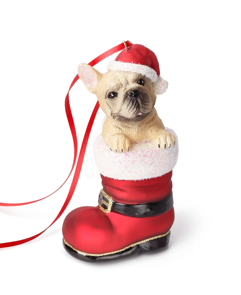 Holiday Lane Pets French Bulldog Santa's Boot Ornament, Exclusively at Macy's