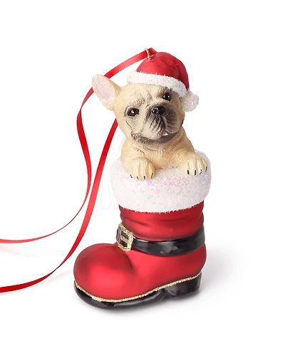 Holiday Lane Pets French Bulldog Santa's Boot Ornament, Exclusively at Macy's