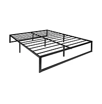 Merrick Lane Varallo 14 Inch Steel Bed Frame With Steel Slat Support For Any Mattress (No Box Spring Required)