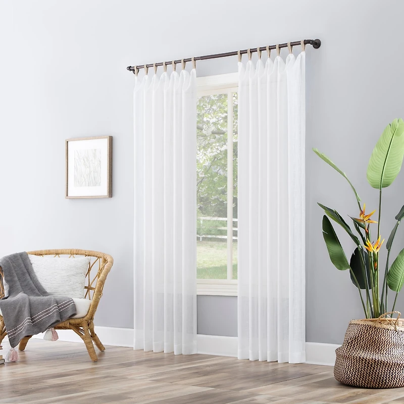 Ceri Linen Texture Jute Tabs Semi-Sheer Tab Top Curtain Panel