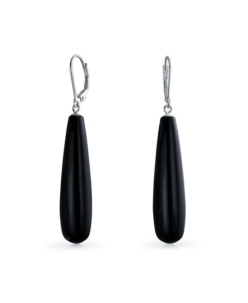 Bling Jewelry Long Linear Quartz Turquoise Onyx Lapis Lazuli Dangle Earrings Sterling Silver