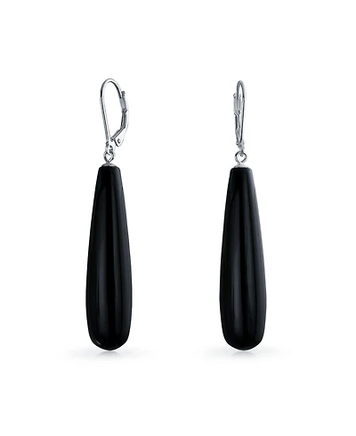 Bling Jewelry Long Linear Quartz Turquoise Onyx Lapis Lazuli Dangle Earrings Sterling Silver