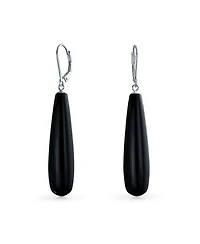 Bling Jewelry Long Linear Quartz Turquoise Onyx Lapis Lazuli Dangle Earrings Sterling Silver