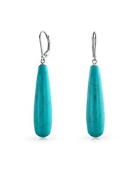 Bling Jewelry Long Linear Quartz Turquoise Onyx Lapis Lazuli Dangle Earrings Sterling Silver