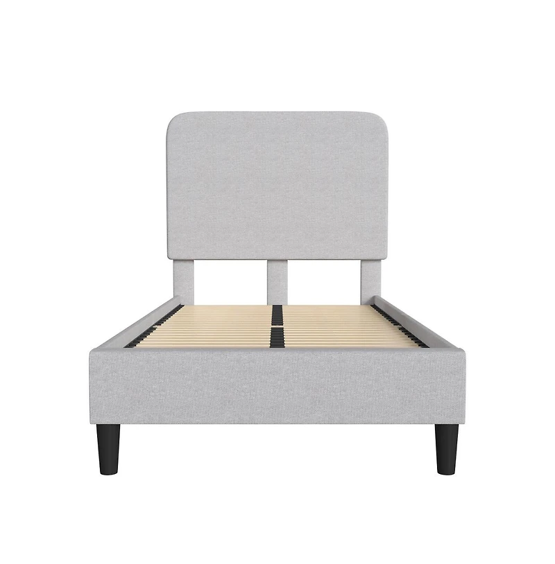 Merrick Lane Remi Platform Bed With Headboard - Upholstered Frame - 14 Wooden Slats - No Box Spring Required