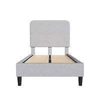 Merrick Lane Remi Platform Bed With Headboard - Upholstered Frame - 14 Wooden Slats - No Box Spring Required