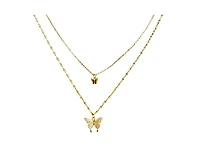 Fluttering Elegance: Gold Butterfly Two Layer Necklace