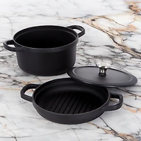 BergHOFF Graphite Enamel Cast Iron Round Grill Pan 10.25"