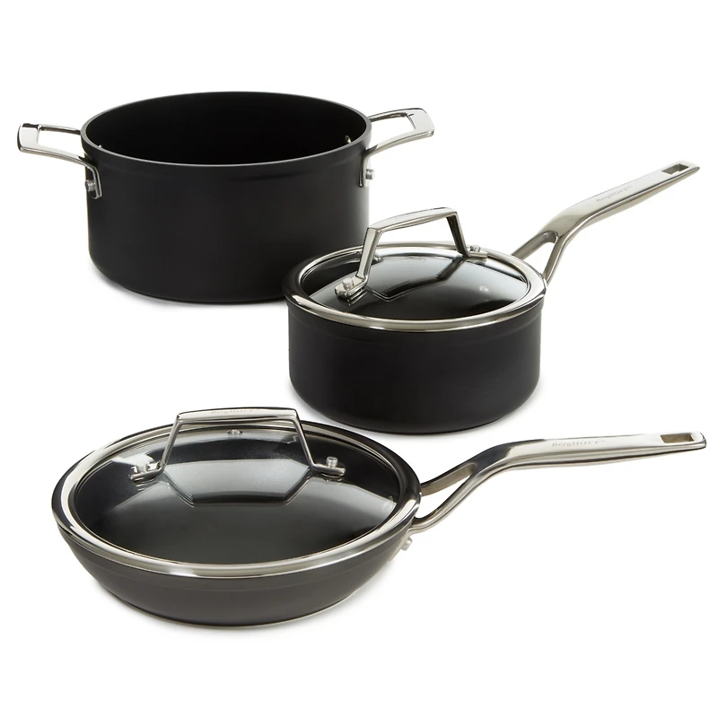 BergHOFF Essentials Non-stick Hard Anodized 6.25" Saucepan 1.3qt. With Glass Lid, Black