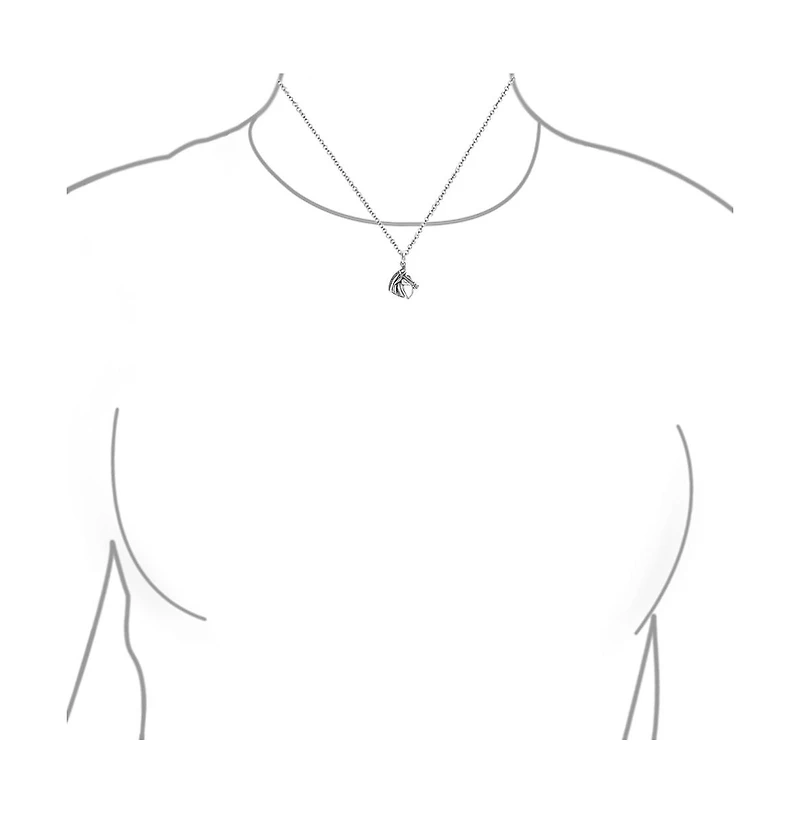 Bling Jewelry Cow Equestrian Thoroughbred Winner Horse-Head Pendant Horseshoe Necklace Oxidized Sterling Silver