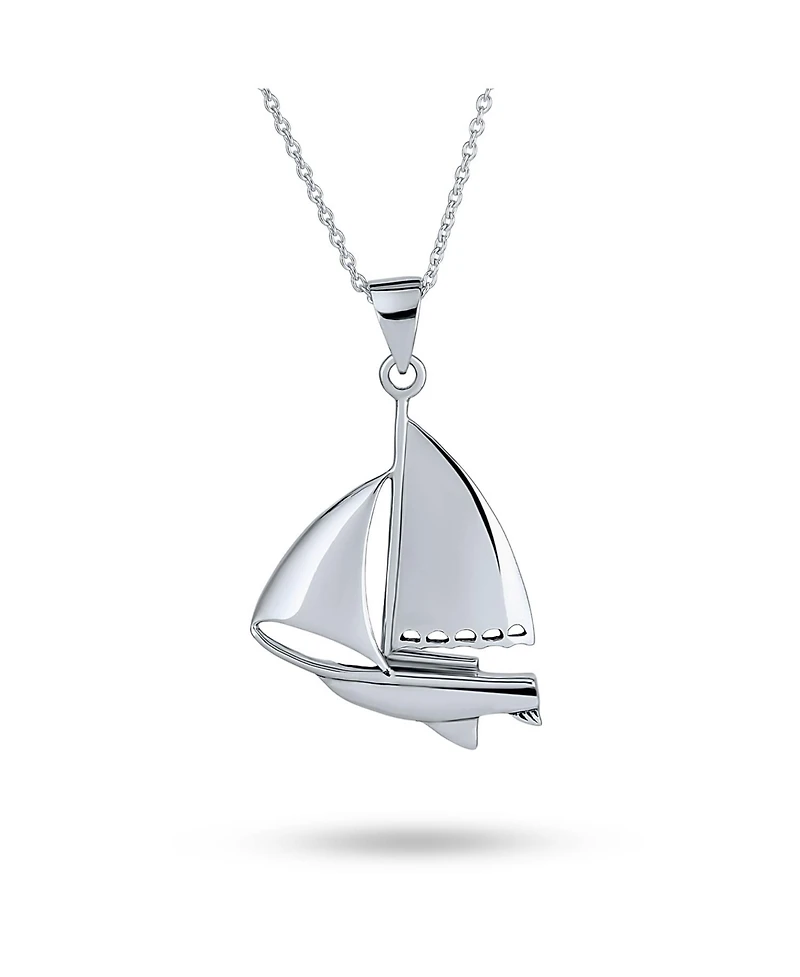 Bling Jewelry Bling Sterling Silver Nautical Sail Boat Sea Lover Ocean Vacation Ship Sailboat Pendant Necklace