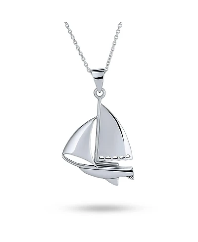 Bling Jewelry Bling Sterling Silver Nautical Sail Boat Sea Lover Ocean Vacation Ship Sailboat Pendant Necklace