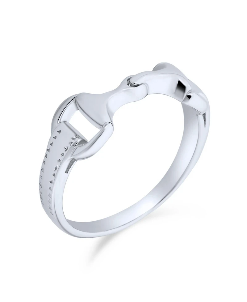 Bling Jewelry Cowgirl Equestrian Lover Double Horse Snaffle Bit Band Ring Sterling Silver