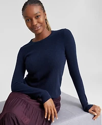 Charter Club 100% Cashmere Women's Petite Long-Sleeve Crewneck Sweater, Created for Macy's