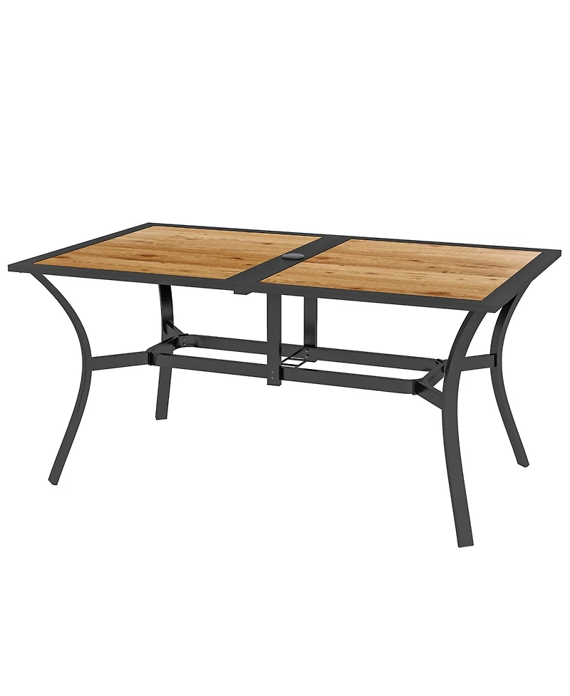 Outsunny Outdoor Dining Table with Umbrella Hole, Patio Dining Table, Brown