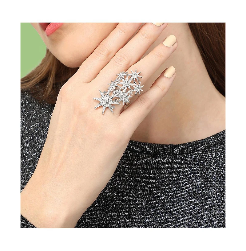 Sohi Women's Silver Celestrial Cocktail Ring