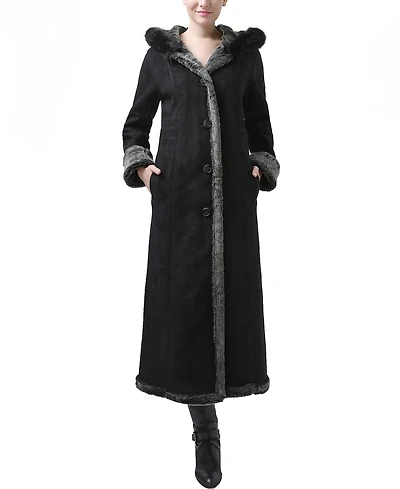 Bgsd Women's Gianna Hooded Faux Shearling Long Coat