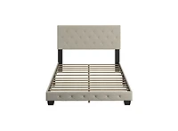 Chloe Linen Upholstered Platform Bed Frame with Adjustable Headboard - Boyd Sleep