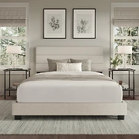 Sicily Linen Upholstered Platform Bed Frame with Adjustable Headboard - Boyd Sleep