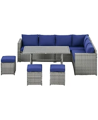 Outsunny Wicker Furniture Set, Sectional Sofa w/ Loveseats & Chairs