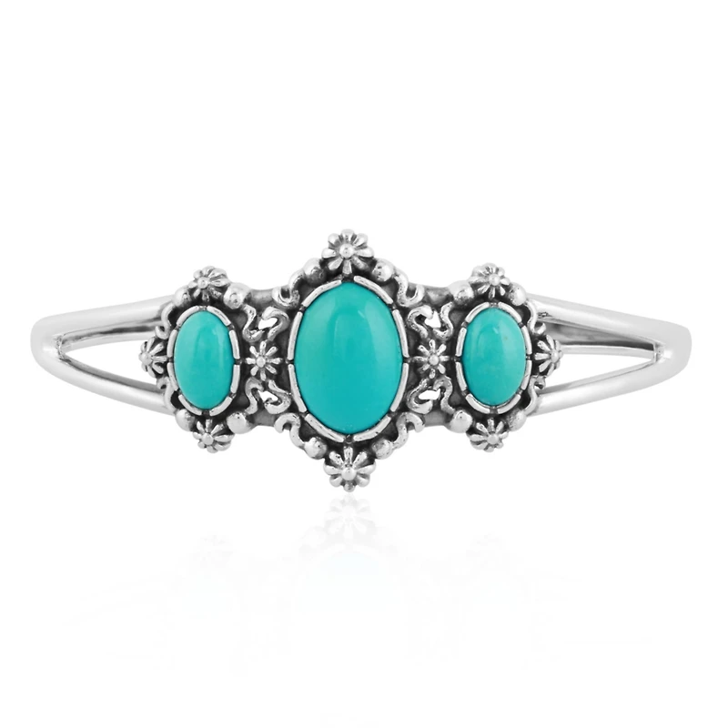 American West Jewelry Sterling Silver Women's Cuff Bracelet Blue Turquoise Gemstone Small - Large