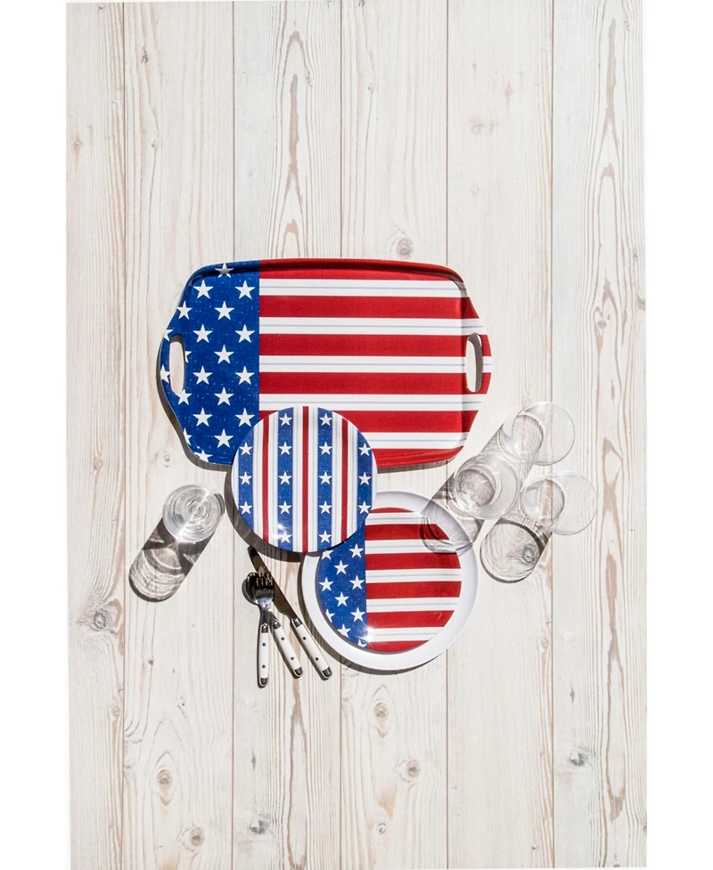 Abode Homewares Melamine Stars Stripes Salad Plates, Set of 4