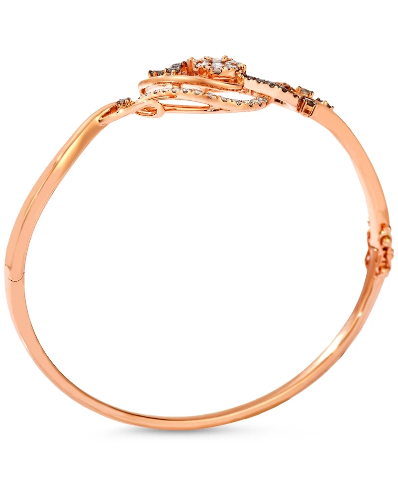 Le Vian Crazy Collection Chocolate Diamond & Nude Diamond Bangle Bracelet (1-1/2 ct. t.w.) in 14k Rose Gold