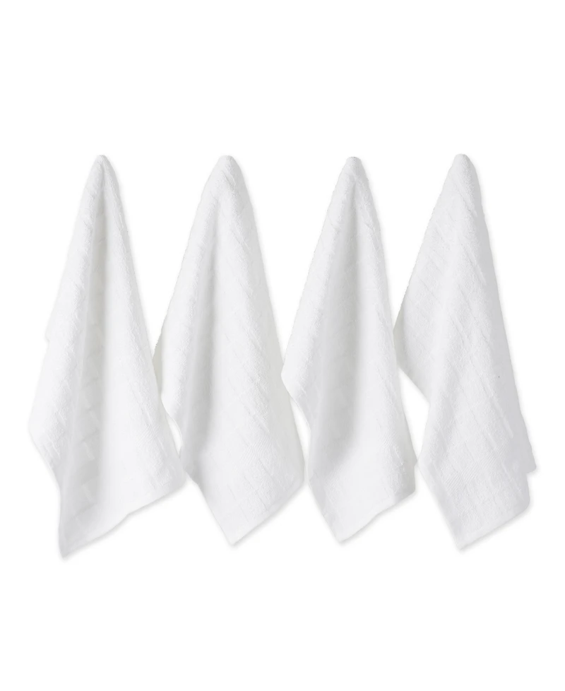 Design Imports Basic Terry Collection Windowpane Dishtowel Set, 16x26", Check, 4 Piece