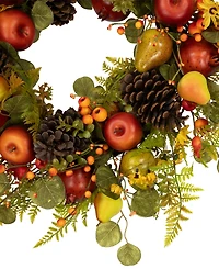 Northlight Apples and Pears Artificial Fall Harvest Wreath - 26" - Unlit