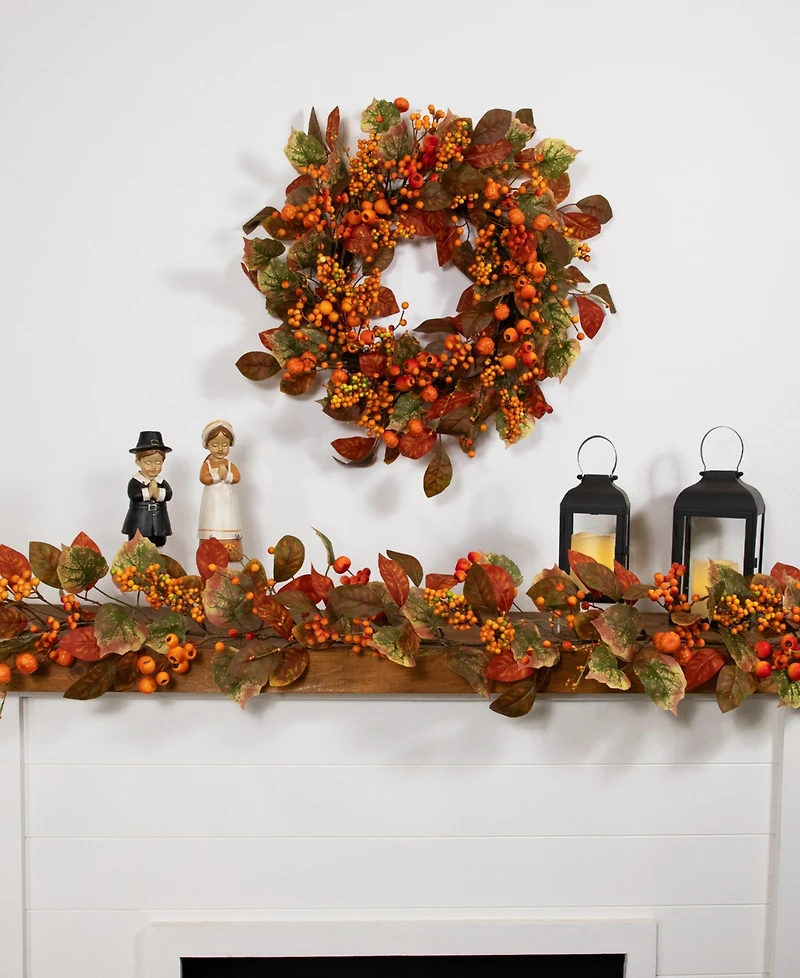 Northlight Pumpkins and Berries Artificial Fall Harvest Garland - 5' x 10" - Unlit