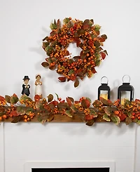 Northlight Pumpkins and Berries Artificial Fall Harvest Garland - 5' x 10" - Unlit
